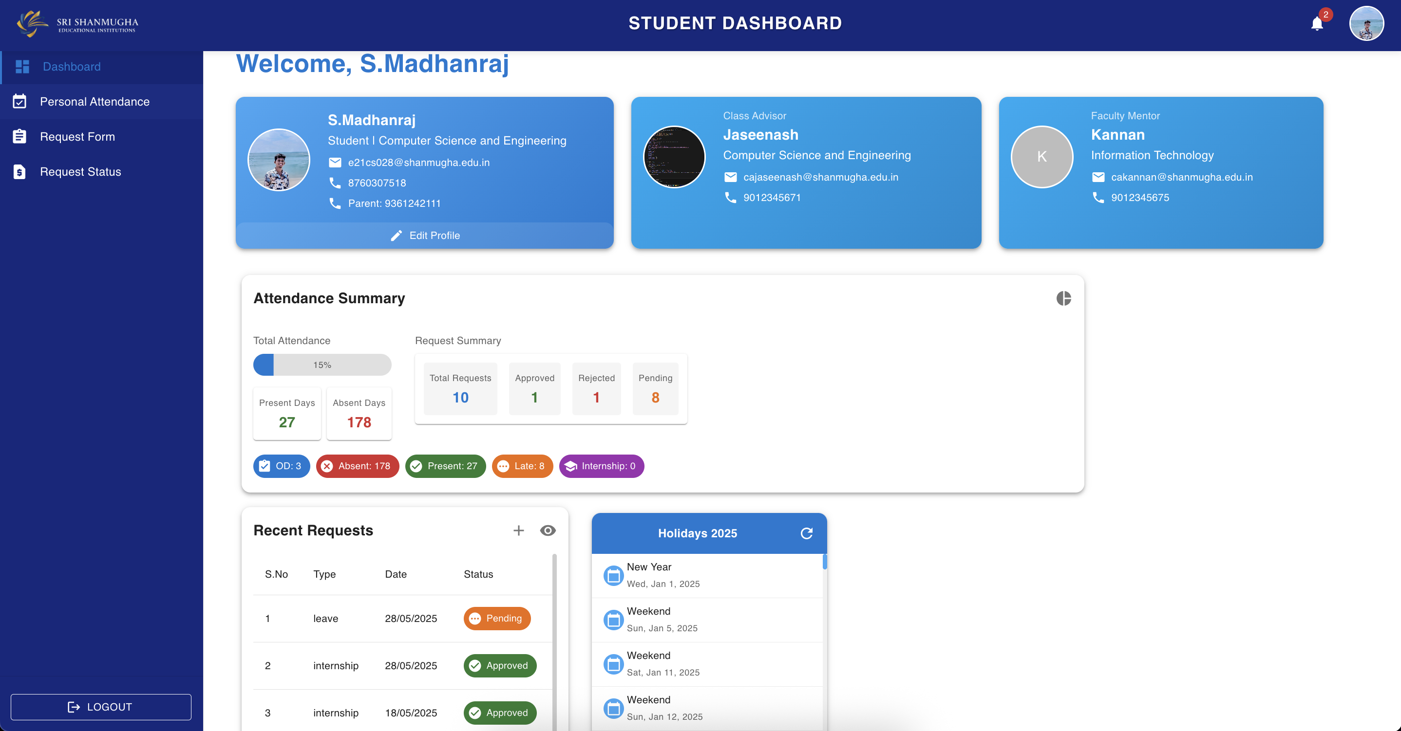 Biometric Attendance Portal